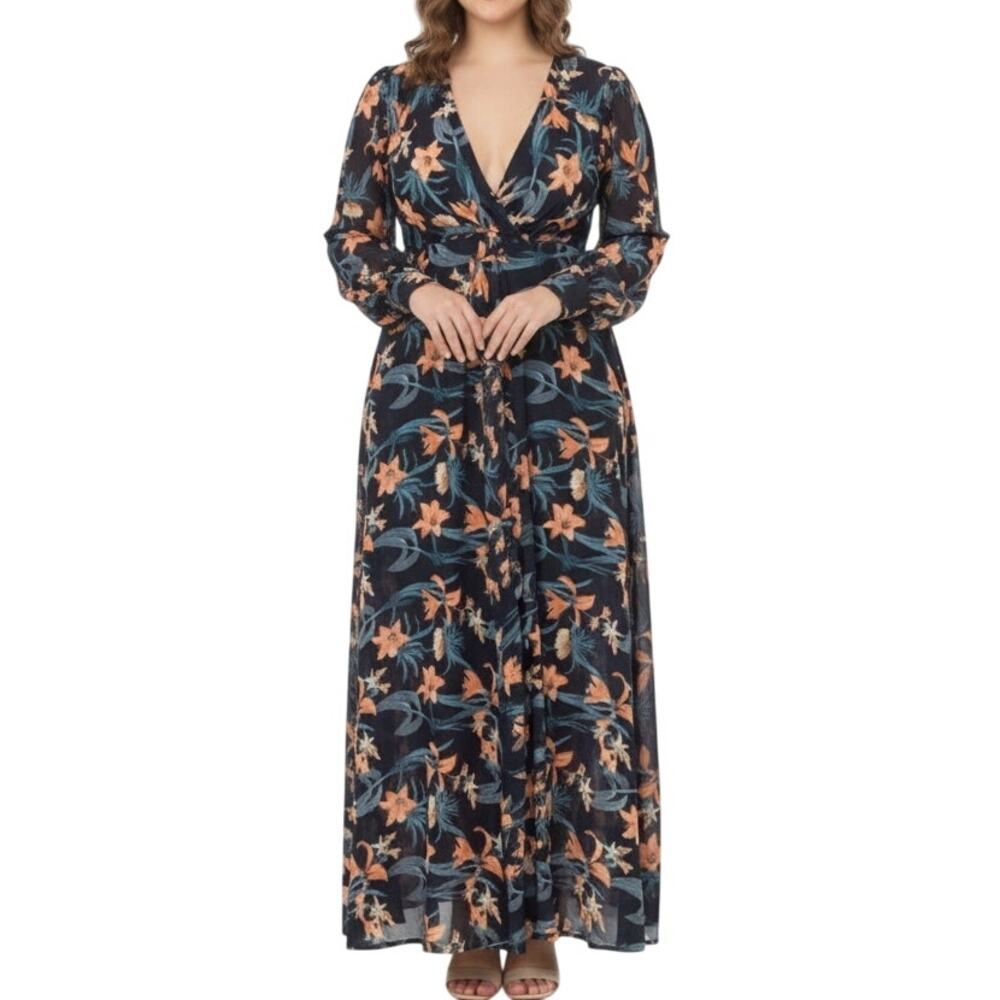 Meghan LA Navy Lily Pad Maxi Dress Size Small